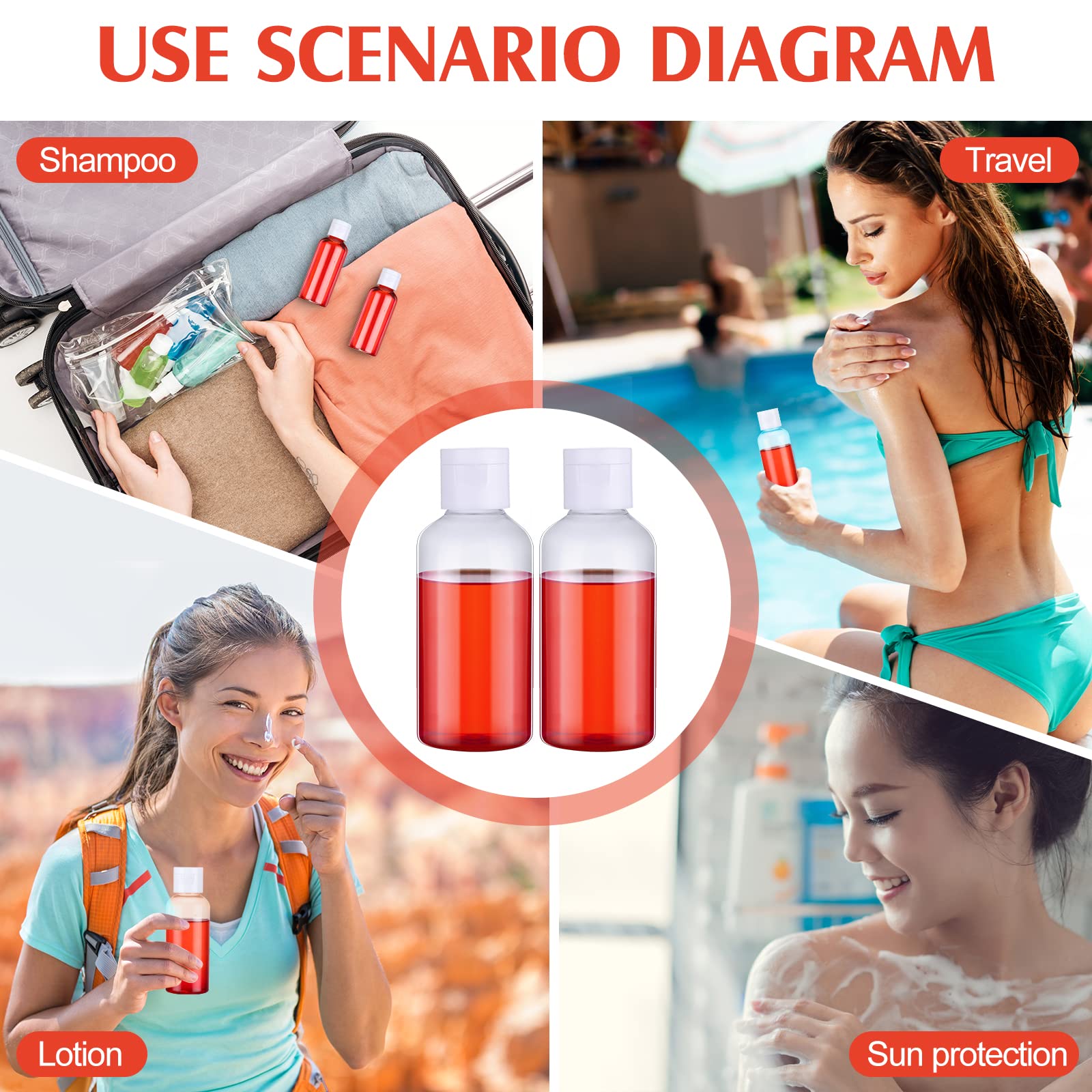 Eccliy pack botellas 60 ml, uso diario y viaje seguro para cosméticos.