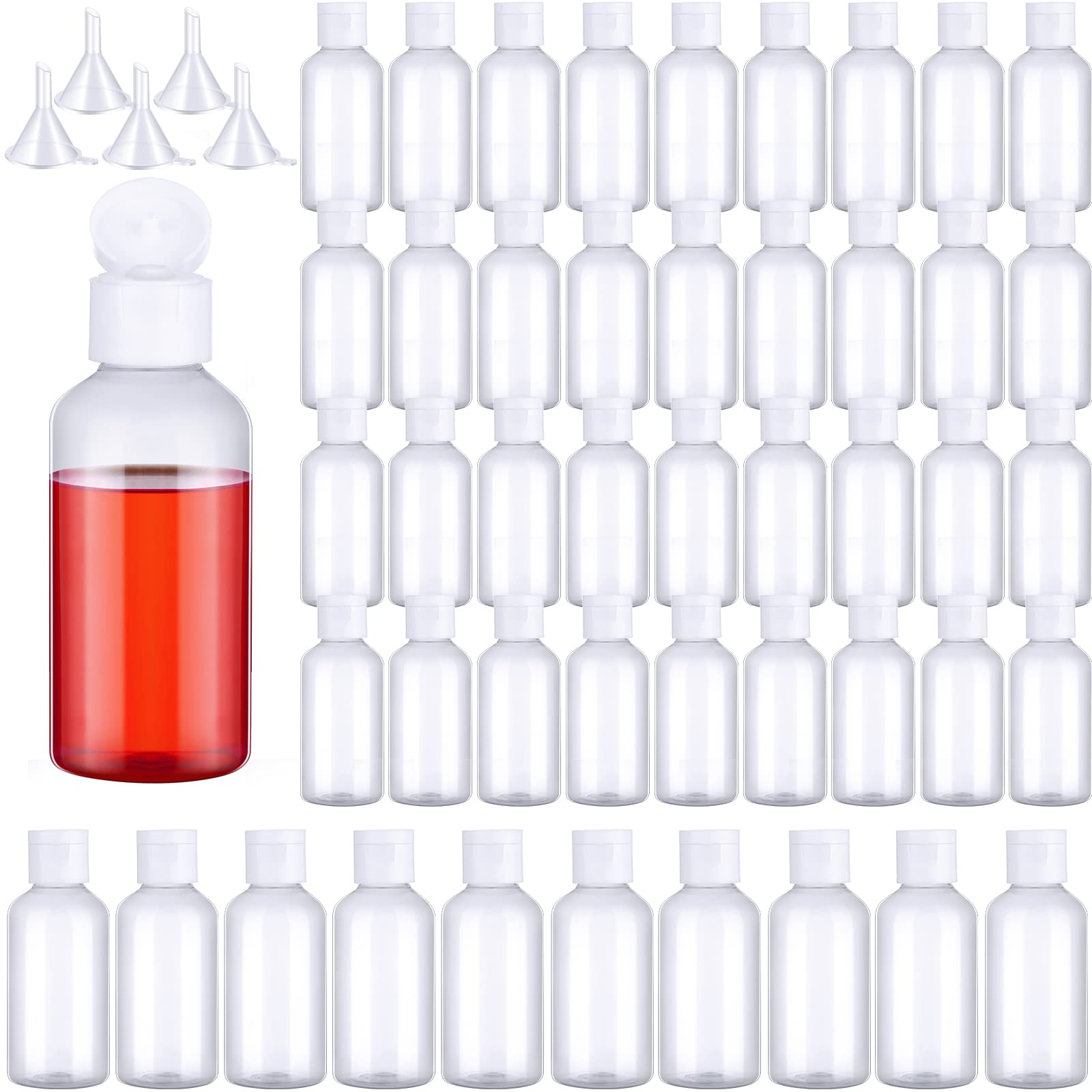Eccliy botellas de viaje 60 ml transparentes con tapas, útiles para cosméticos.