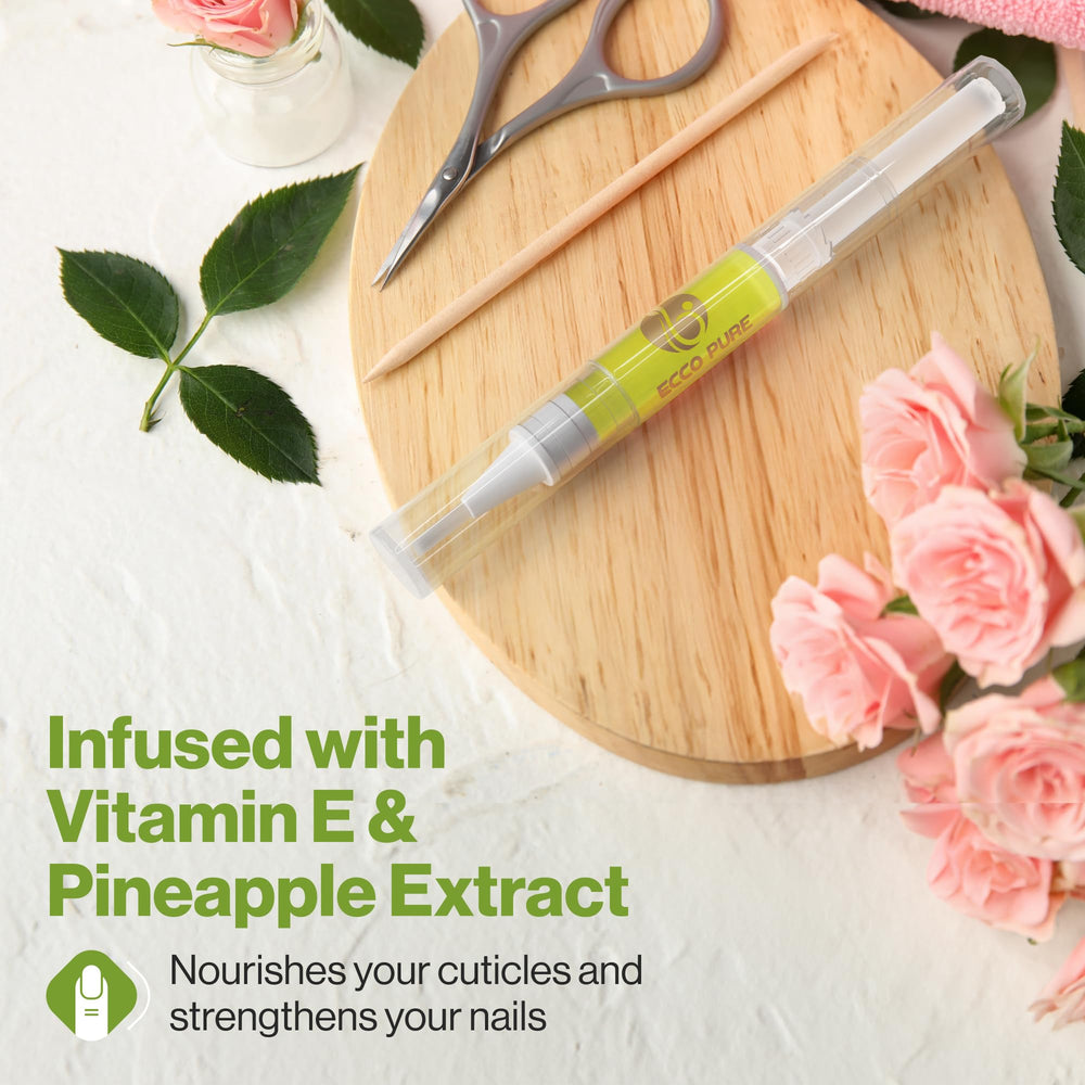 ECCO PURE pen aplica aceite en cutículas para nutrición.