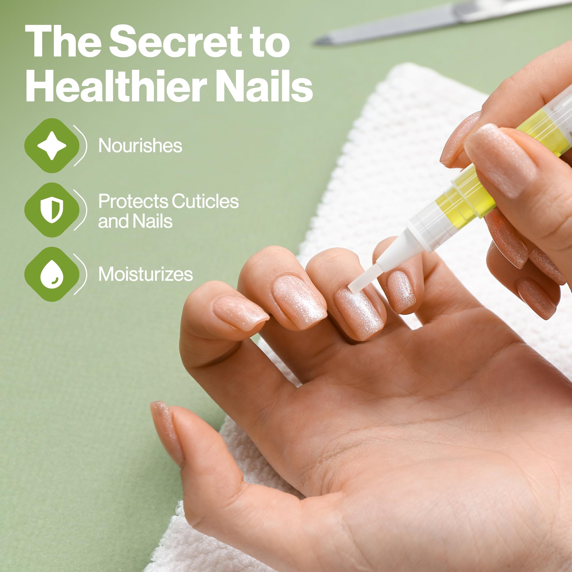 ECCO PURE aceite para cutículas, uñas más fuertes y manicura duradera.