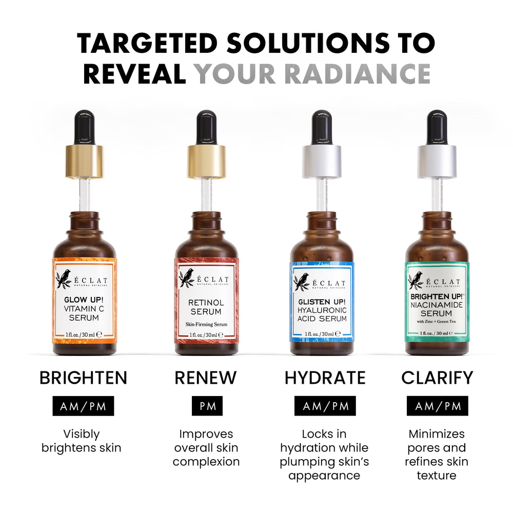 Eclat Skincare Vitamin C Serum, piel con brillo natural tras uso.