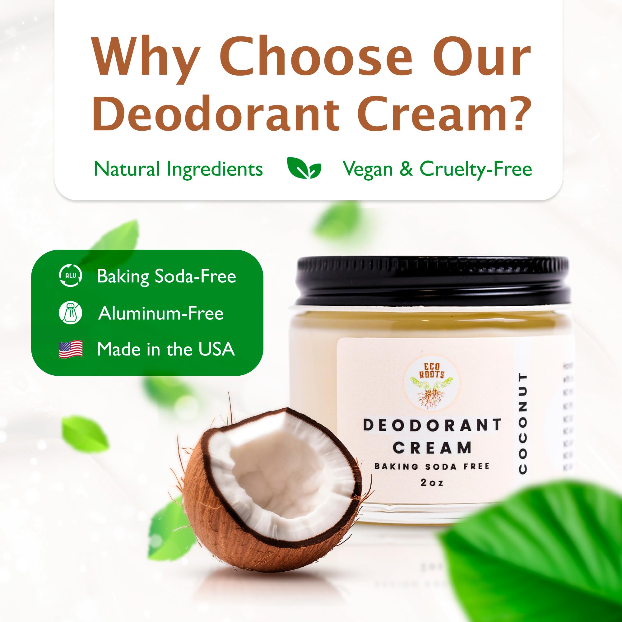 Eco Roots deodorant application underarm for odor control and moisture absorption