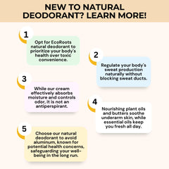 Eco Roots baking soda free formula with arrowroot and shea butter in use