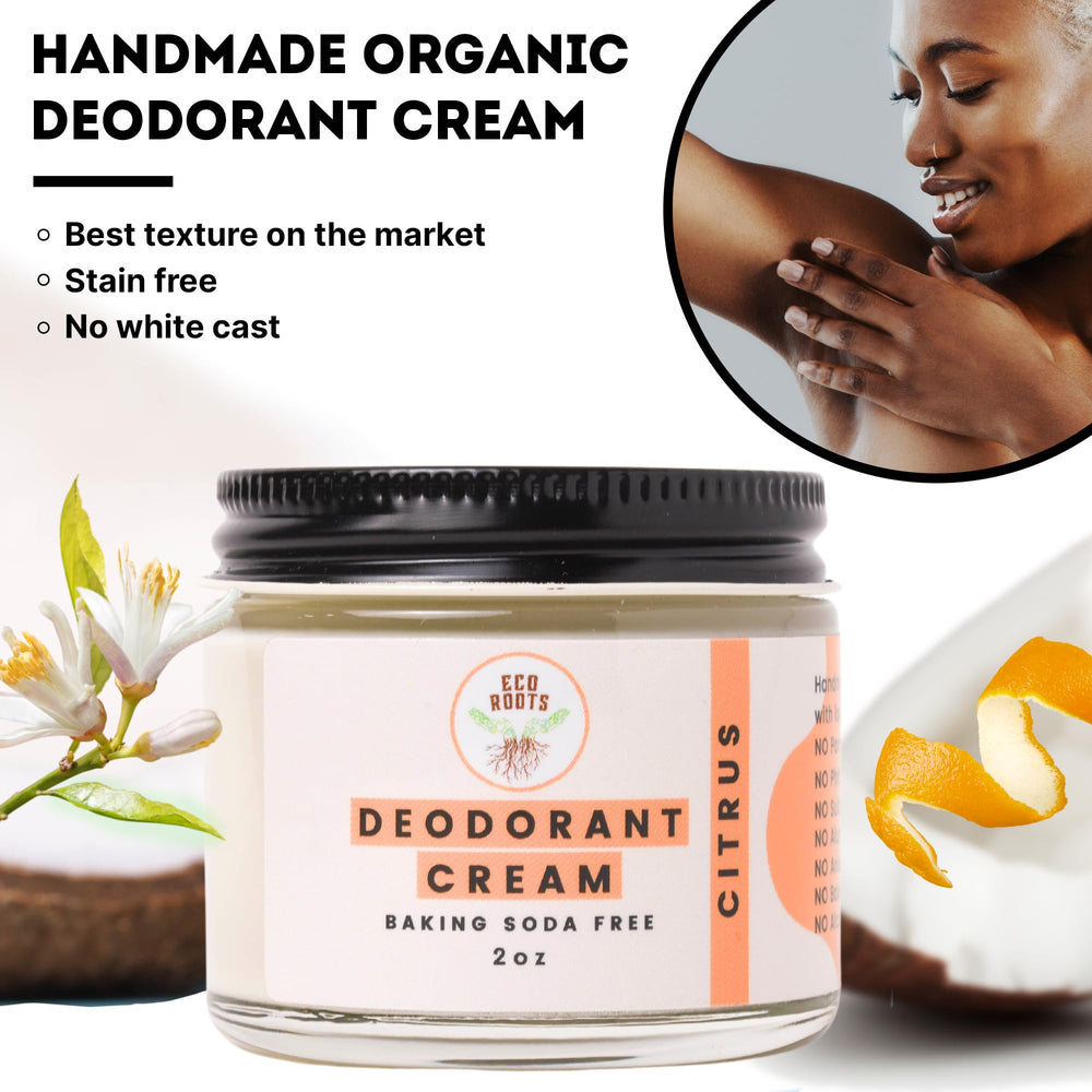 ECO ROOTS vegan deodorant with clean plant-based ingredients label