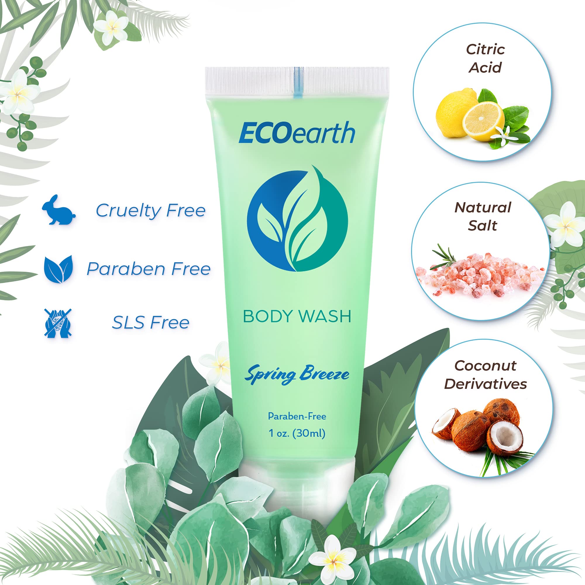EcoEarth etiqueta sin crueldad destaca ingredientes suaves para la piel.