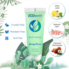 EcoEarth etiqueta sin crueldad destaca ingredientes suaves para la piel.