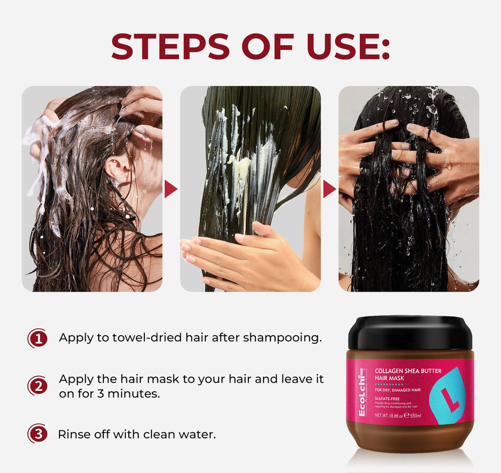 Cabello seco y dañado mejora con ECOLCHIPRO mascarilla de colágeno.