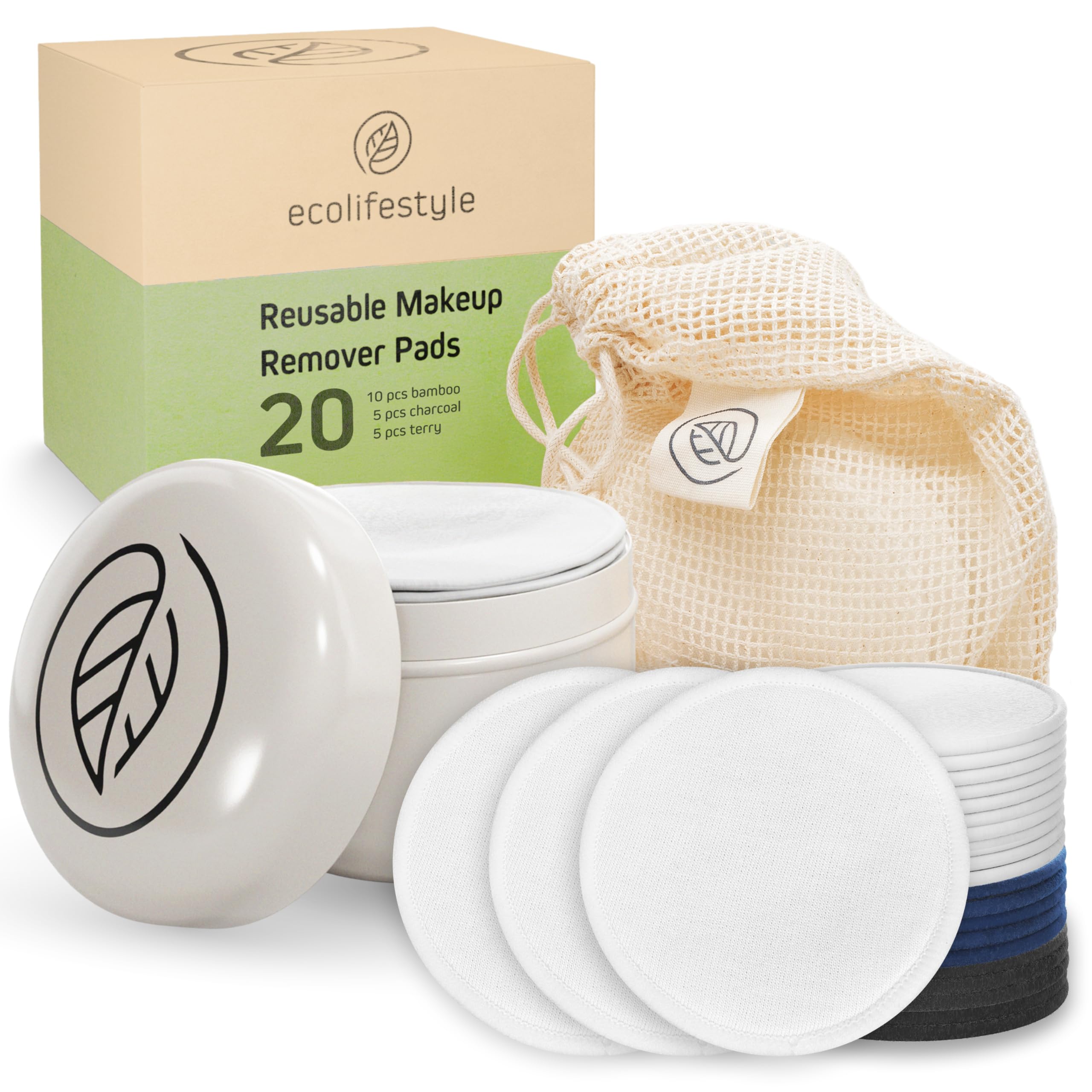 Discos desmaquillantes Ecolifestyle de bambú para limpieza suave.