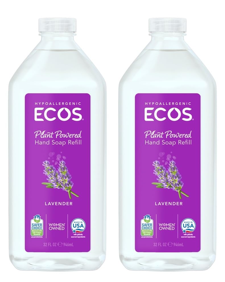 ECOS jabon de manos lavanda, botella 2 pack para uso diario y relajación.