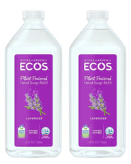 ECOS jabon de manos lavanda, botella 2 pack para uso diario y relajación.