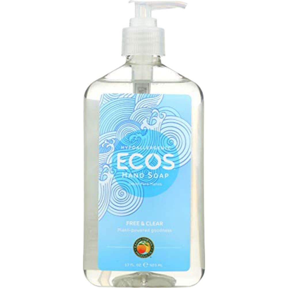 ECOS jabon de manos libre y claro en botella, limpieza suave para manos sensibles.