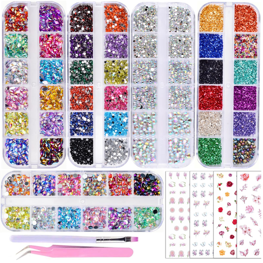 Edittime: caja de destellos oro y plata para uñas, estilo multicolor.