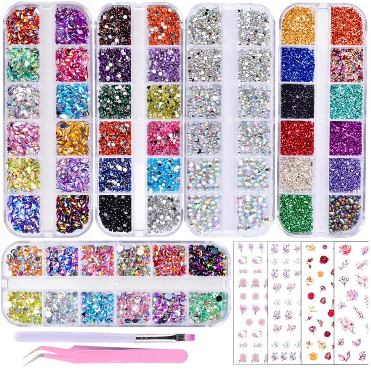 Edittime: caja de destellos oro y plata para uñas, estilo multicolor.