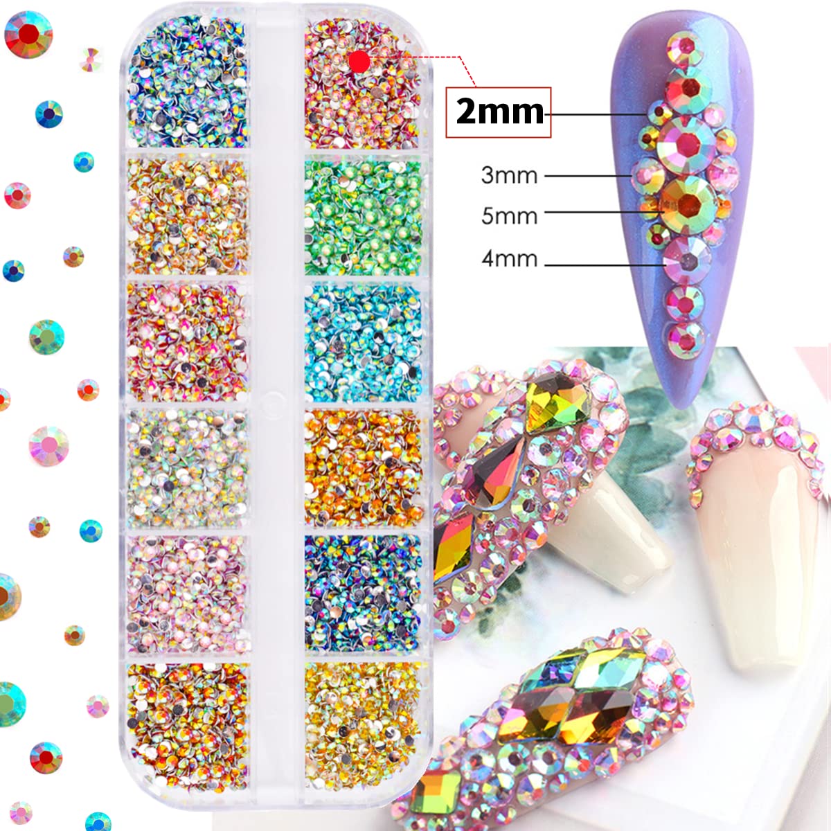 editTime gemas jelly transparente 2mm para estilos divertidos en uñas