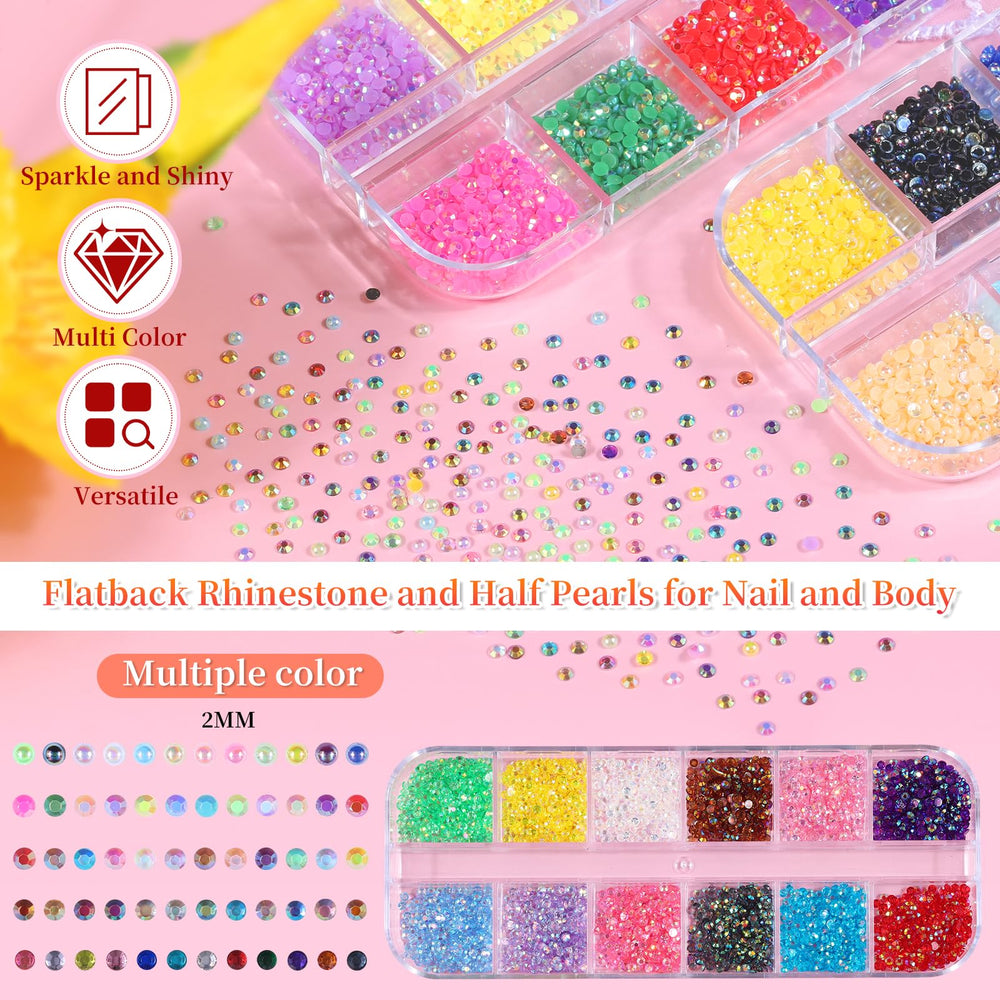 editTime perlas flatback mermaid para uñas elegantes con destellos