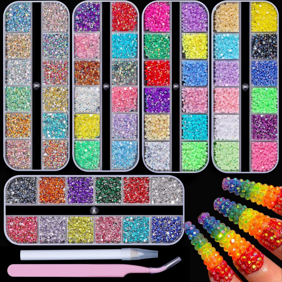 editTime set de piedras uñas cristal multicolor para uñas brillantes