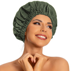 Edoneery gorra-ducha-mujer-grande-verde: mantiene el cabello seco durante la ducha.
