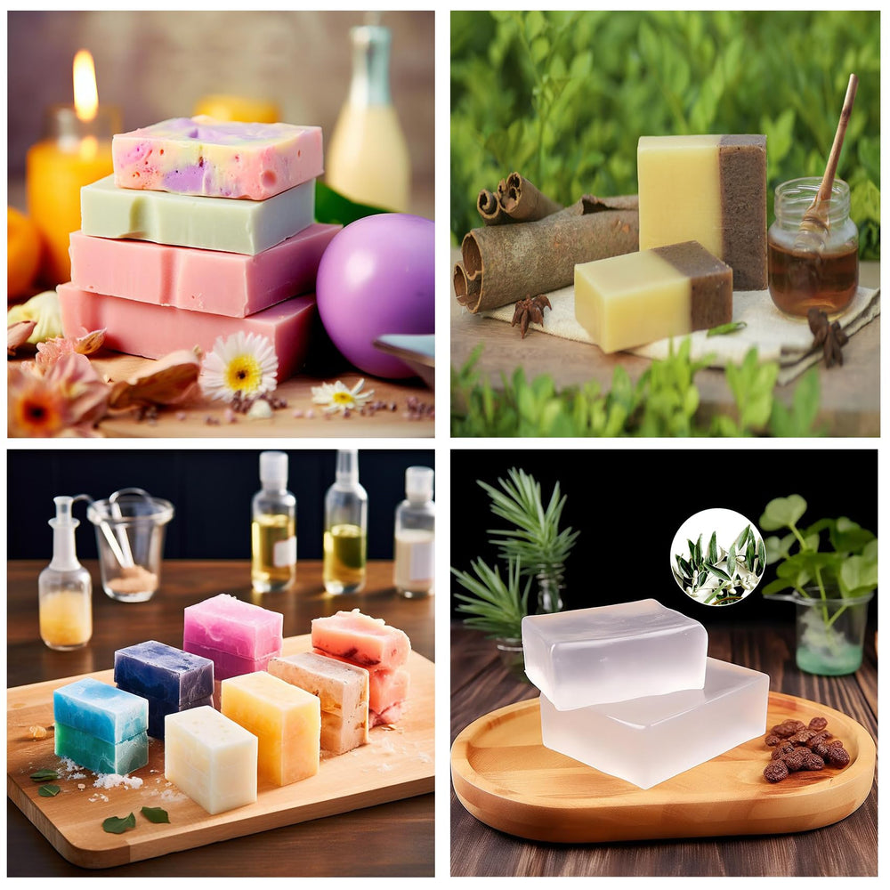 Uso de moldes y colores para jabones duraderos decorativos.