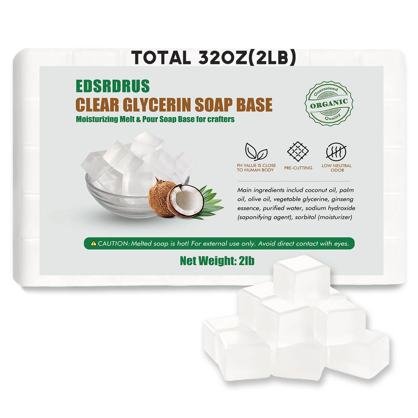 Base de glicerina sin aroma EDSRDRUS con corte fácil para manualidades.