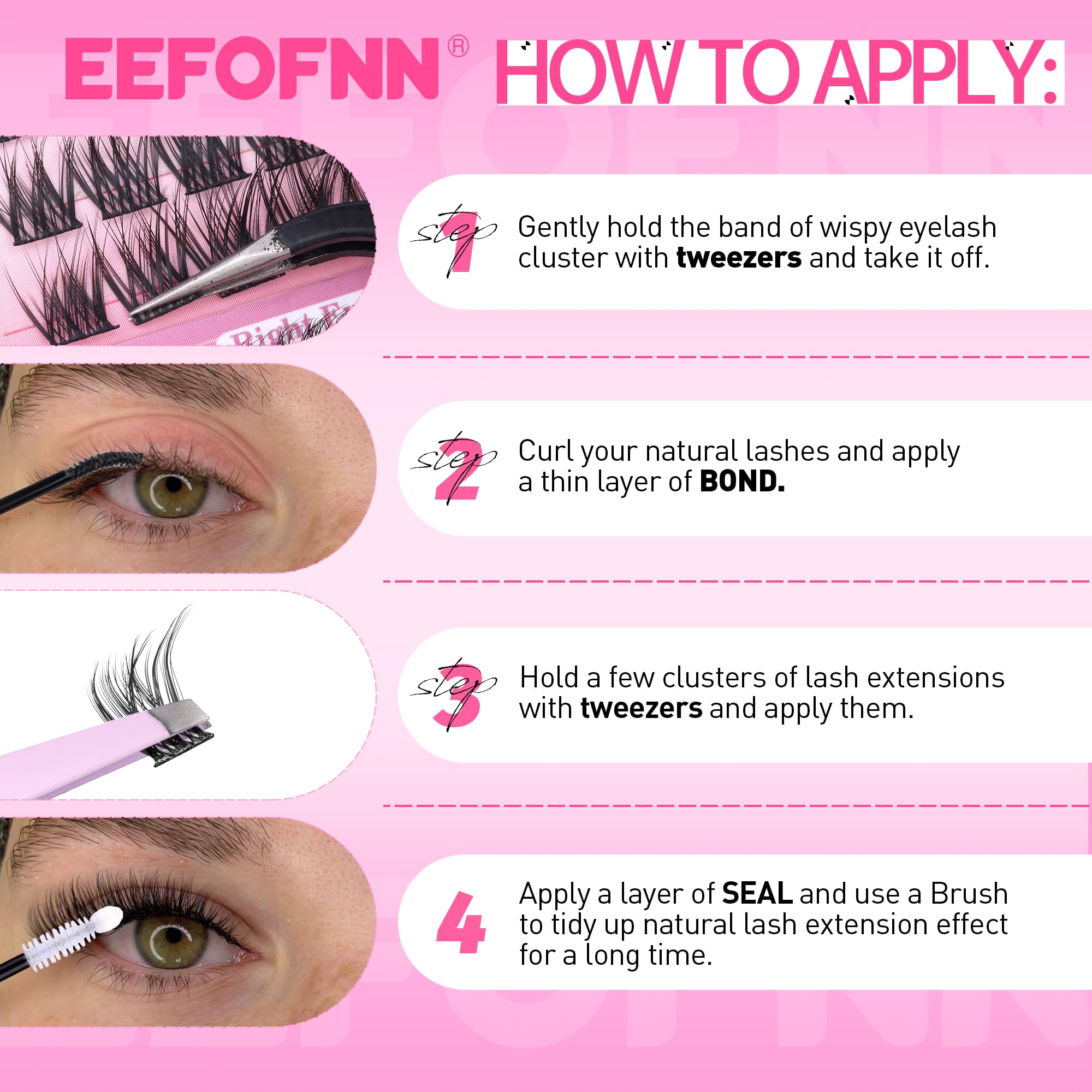 Eefofnn lash-clusters-reutilizables duraderos para retoques y fiestas