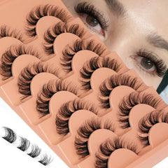 Eefofnn pestañas en racimo D-Curl Wispy para look natural y definido