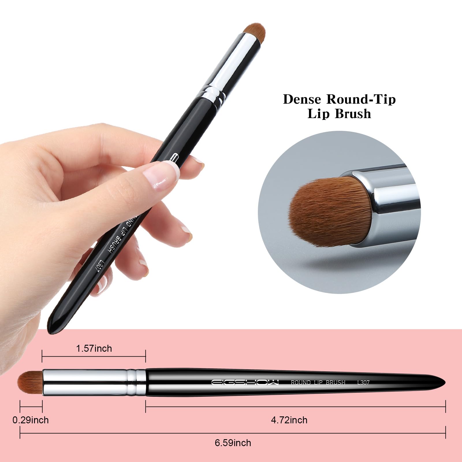 EIGSHOW brocha de labios, fibras densas y suaves para un acabado natural.