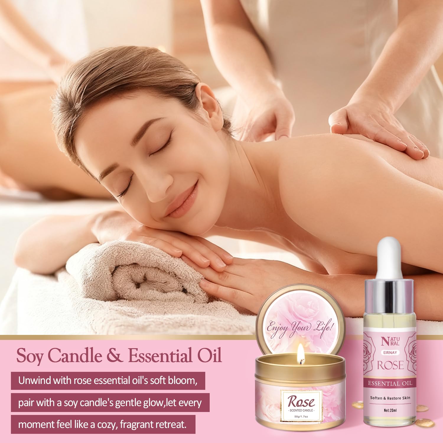Aceite esencial de rosas EIRNAY para aroma relajante