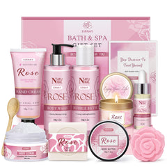 Cesta spa EIRNAY para mujeres con rosas, ideal para regalo y relajación
