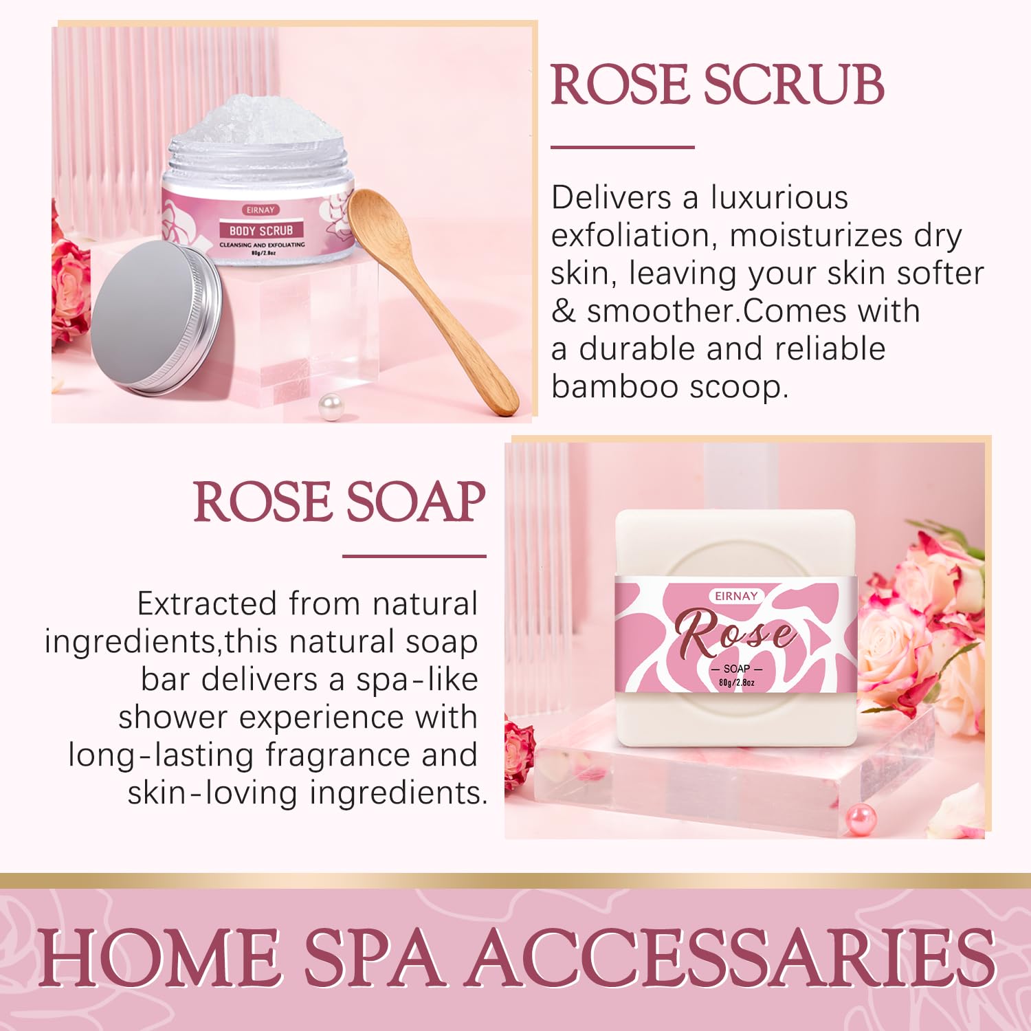 Vela de soja rosa EIRNAY para ambientar con aroma floral suave