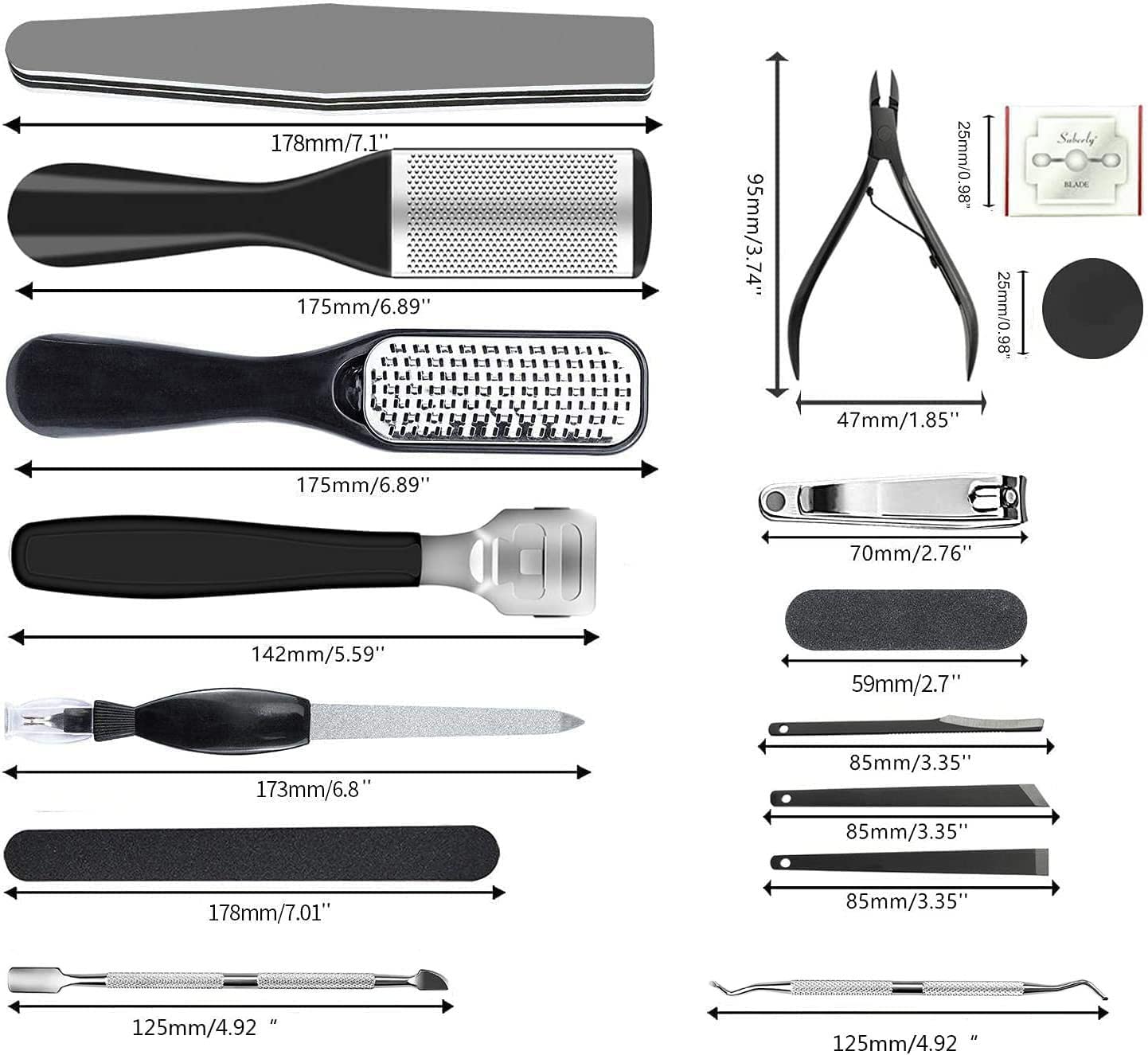 EKOCSIO kit de pedicura 36 en 1 estuche plástico elegante y portátil.