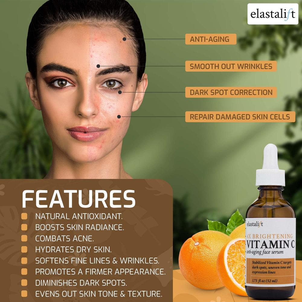 Elastalift vitamin C serum texture on skin shows fast absorption.