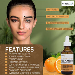 Elastalift vitamin C serum texture on skin shows fast absorption.