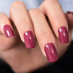 Elevenail Uñas postizas brillantes en rosa oscuro para un look elegante.