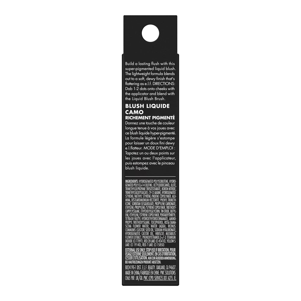 e.l.f. Camo Liquid Blush: fórmula vegana y libre de crueldad para belleza responsable.