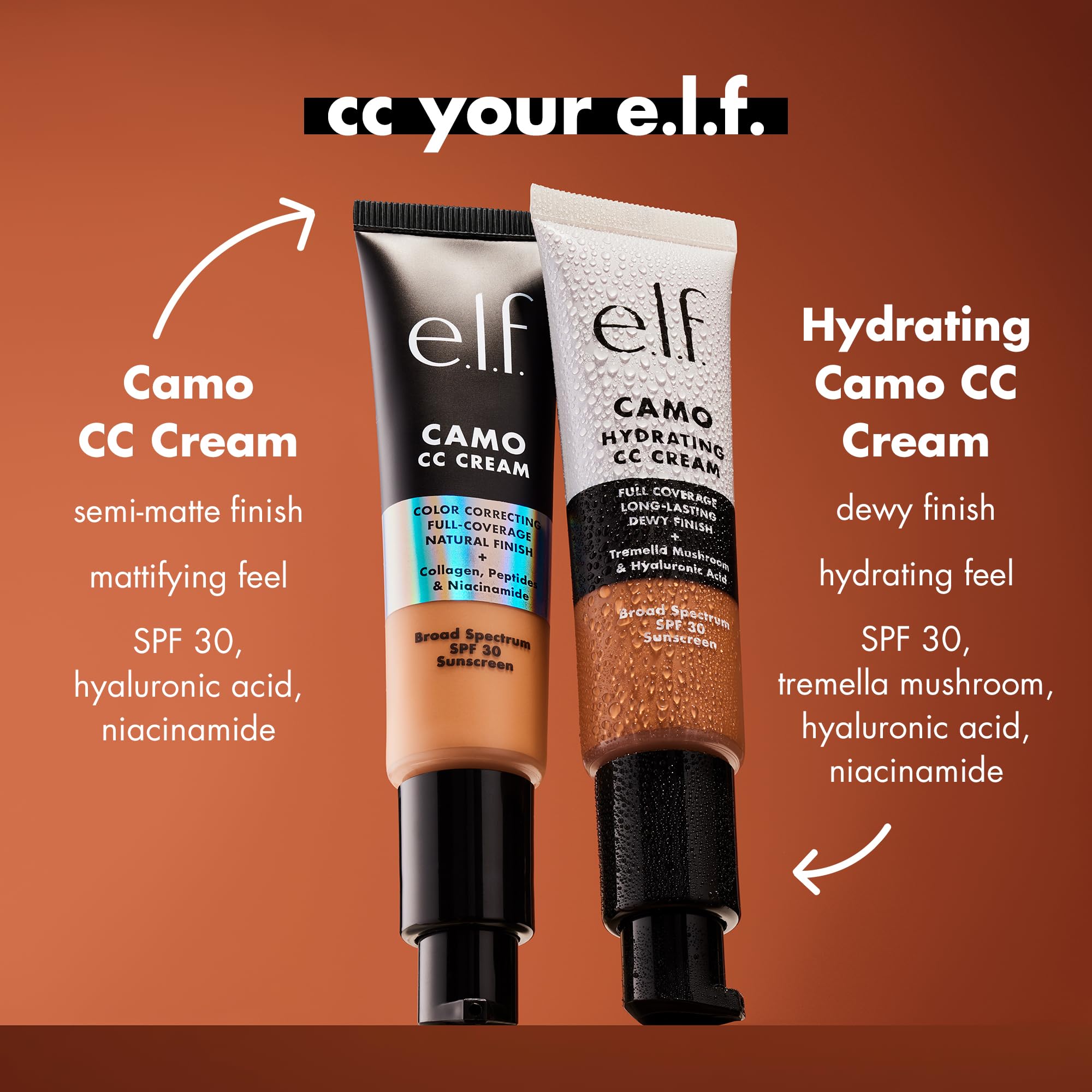 e l f Crema CC Camo Hidratante, protección SPF 30 para el día