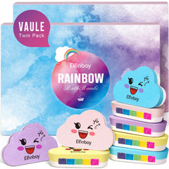Elfinbay bomba de baño arcoíris nube: set con colores brillantes para la hora del baño.