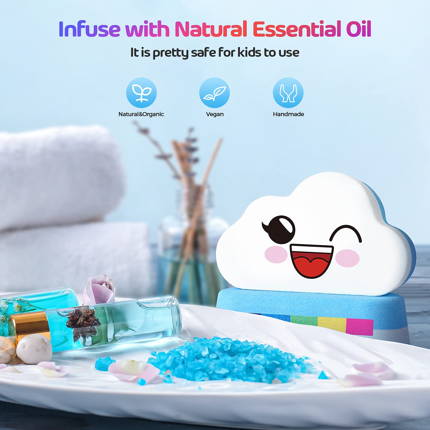 Elfinbay bomba de baño arcoíris 85 g, tamaño grande para una experiencia prolongada.