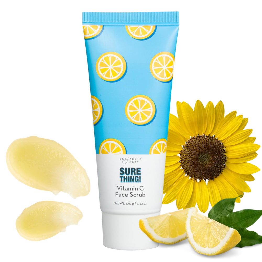 Elizabeth Mott Sure Thing exfoliante facial frente del envase para limpieza de poros profunda