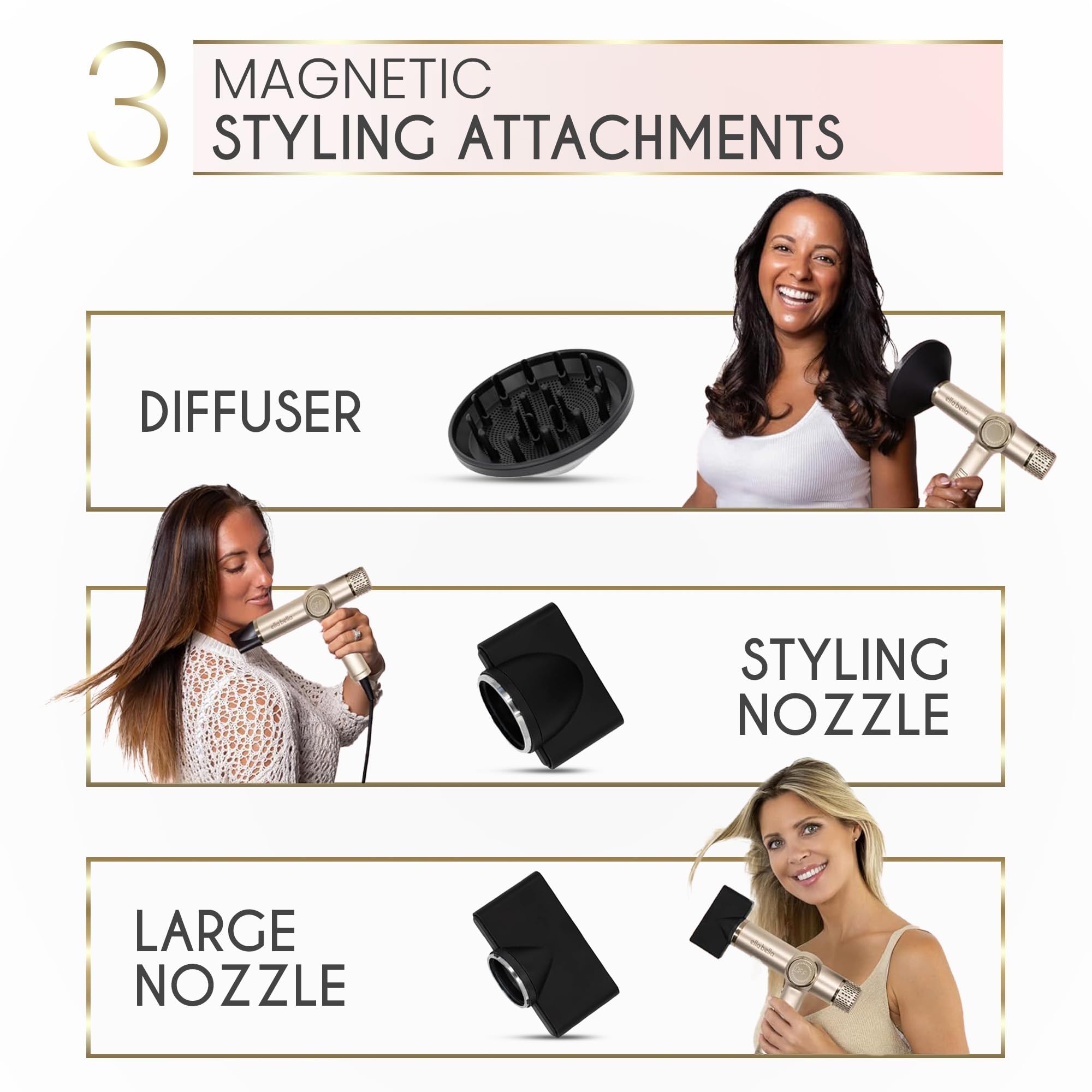 ELLA BELLA difusor para crear peinados con rizos definidos o volumen.