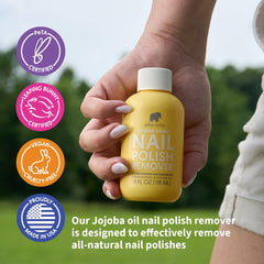ella+mila Jojoba Nail Polish Remover close up of nails during removal