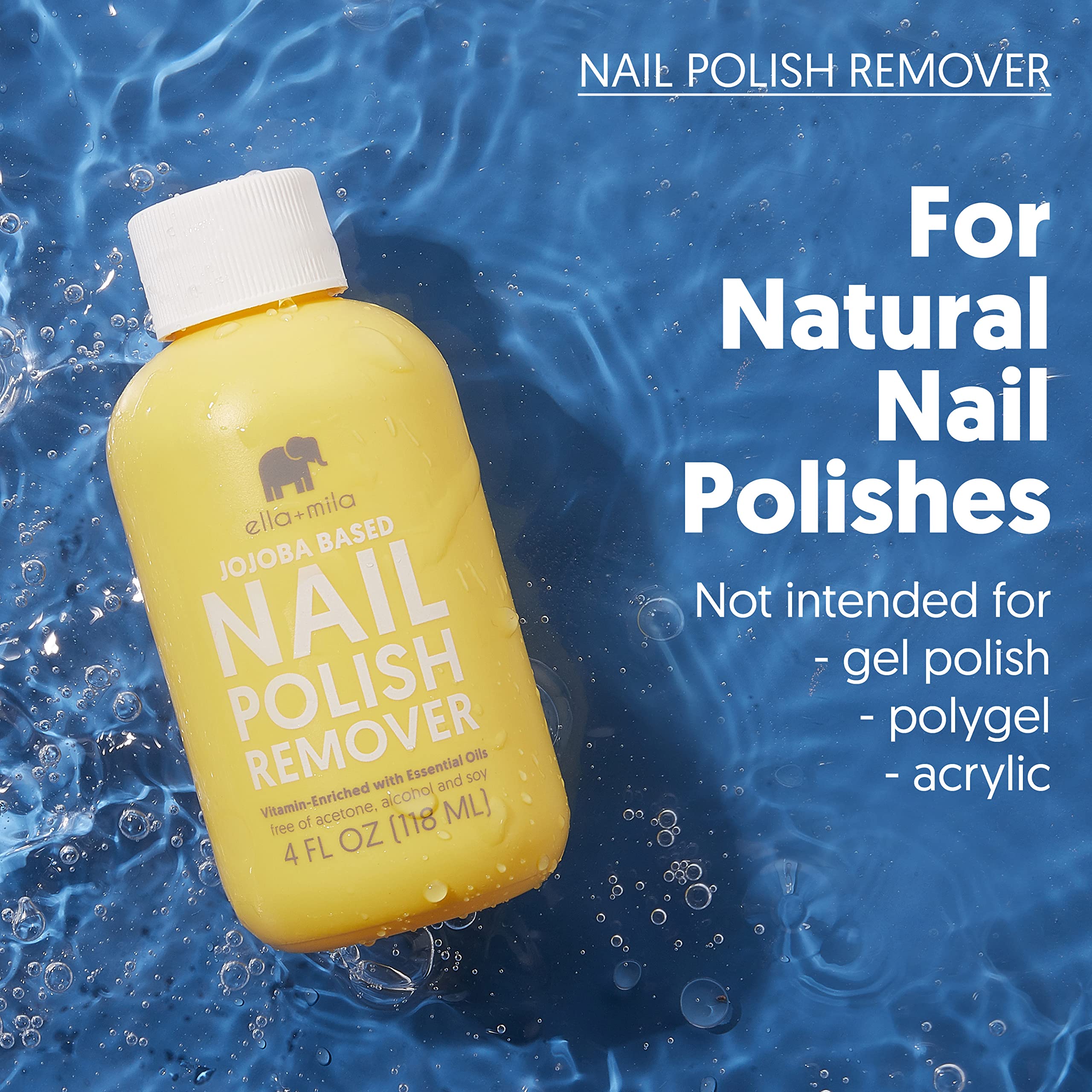 ella+mila Jojoba Nail Polish Remover vitamins A C E for nail nourishment