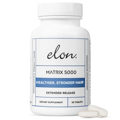 Elon Matrix 5000: botella con cápsulas para cabello más fuerte.