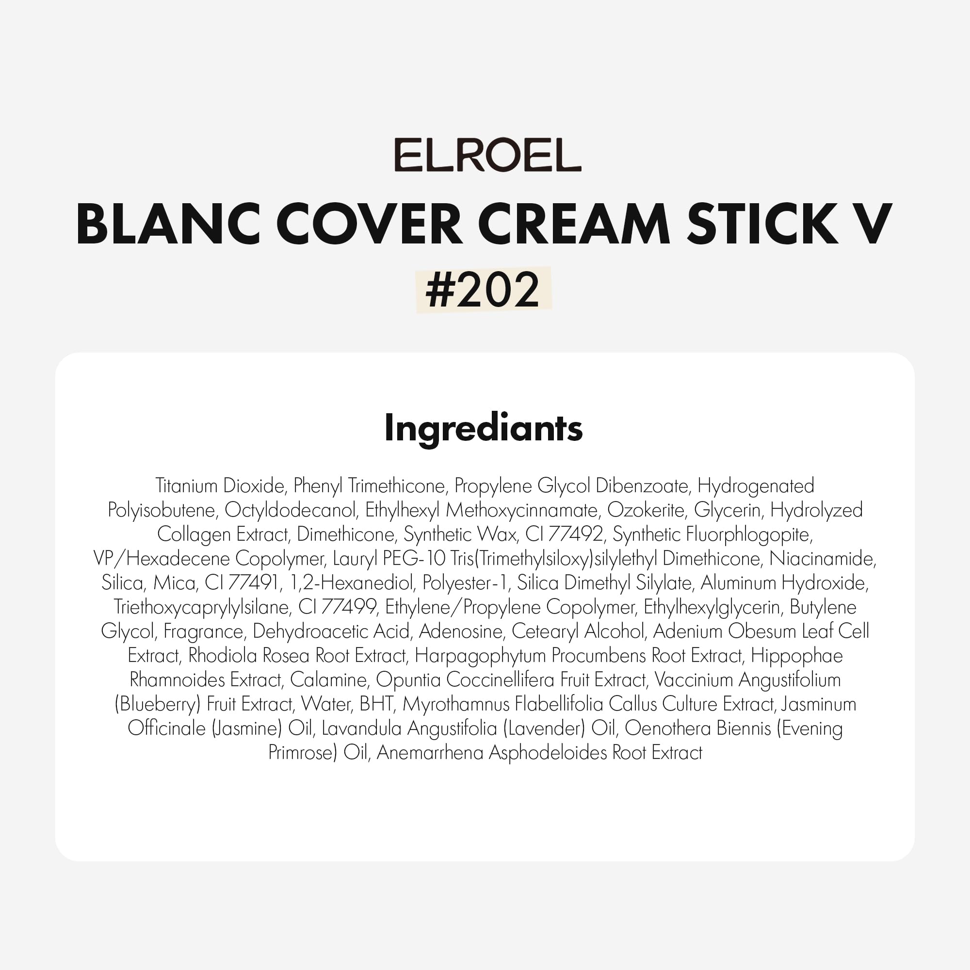 ELROEL Blanc Cover Stick V White empaque compacto y práctico