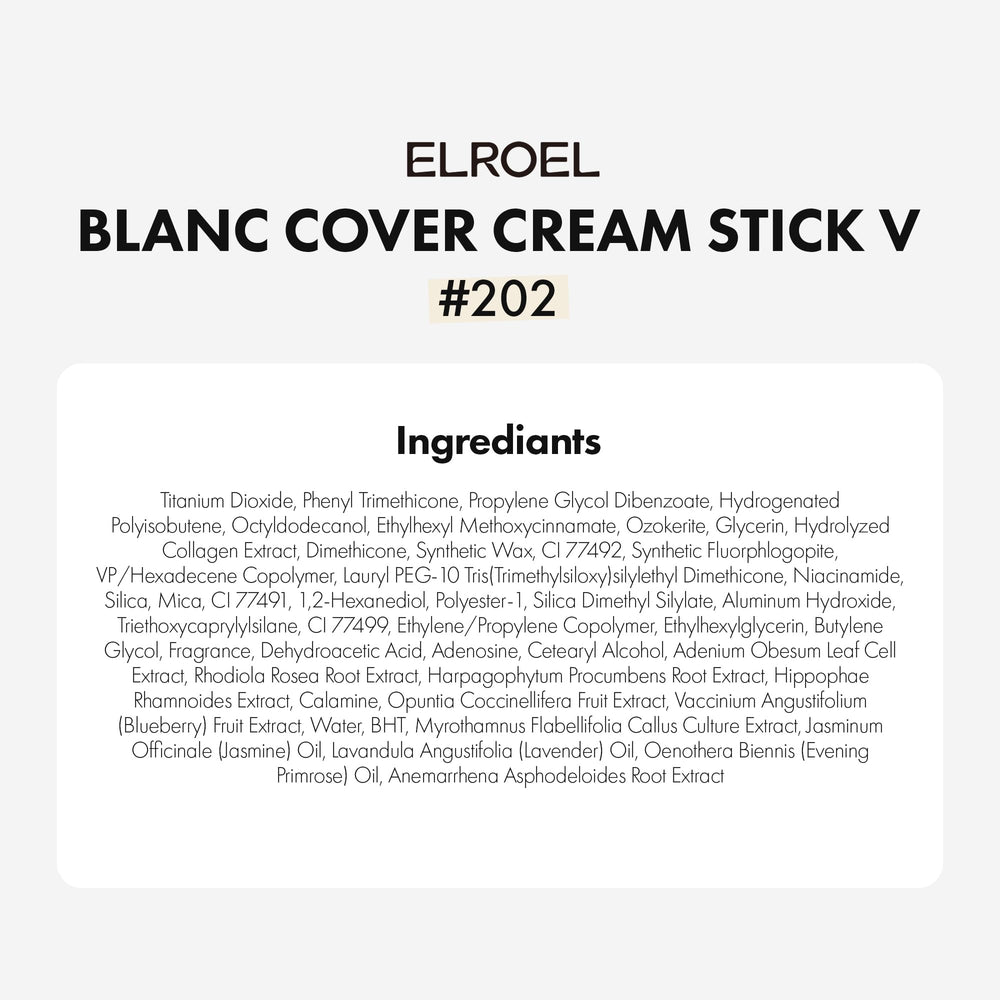 ELROEL Blanc Cover Stick V White empaque compacto y práctico