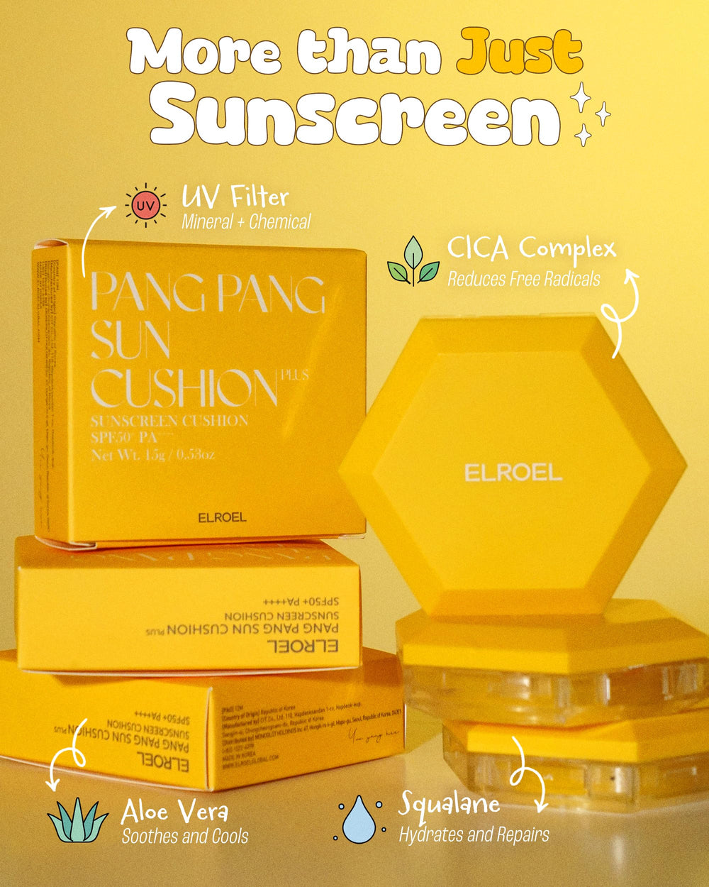 ELROEL Pang Pang Sun Cushion travel-friendly packaging prevents spills.