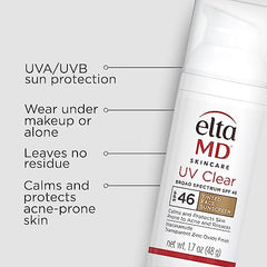 EltaMD UV Clear con color, textura ligera que se funde sin dejar película.
