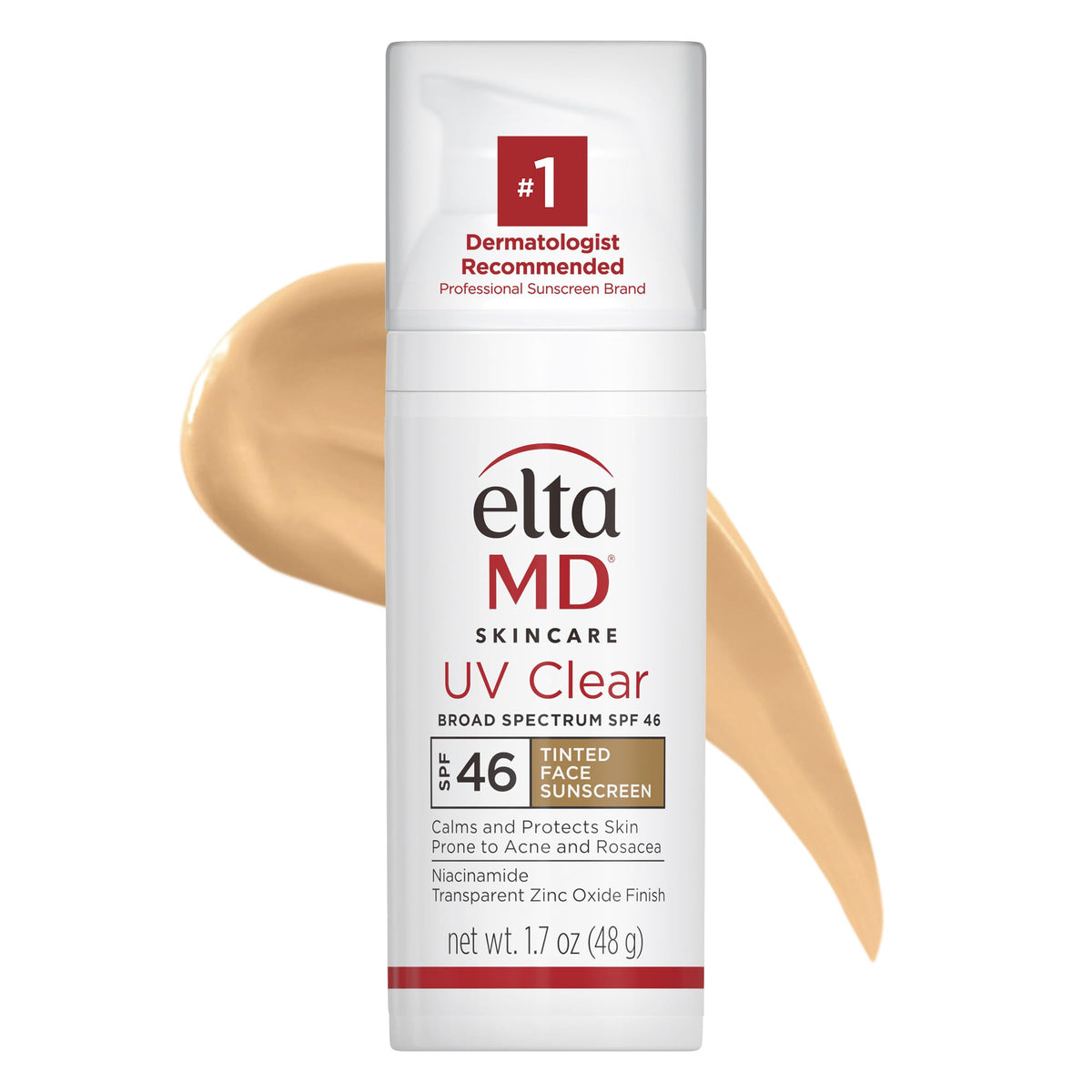 EltaMD UV Clear Tintado FPS 46, bote con bomba para aplicación limpia y rápida.