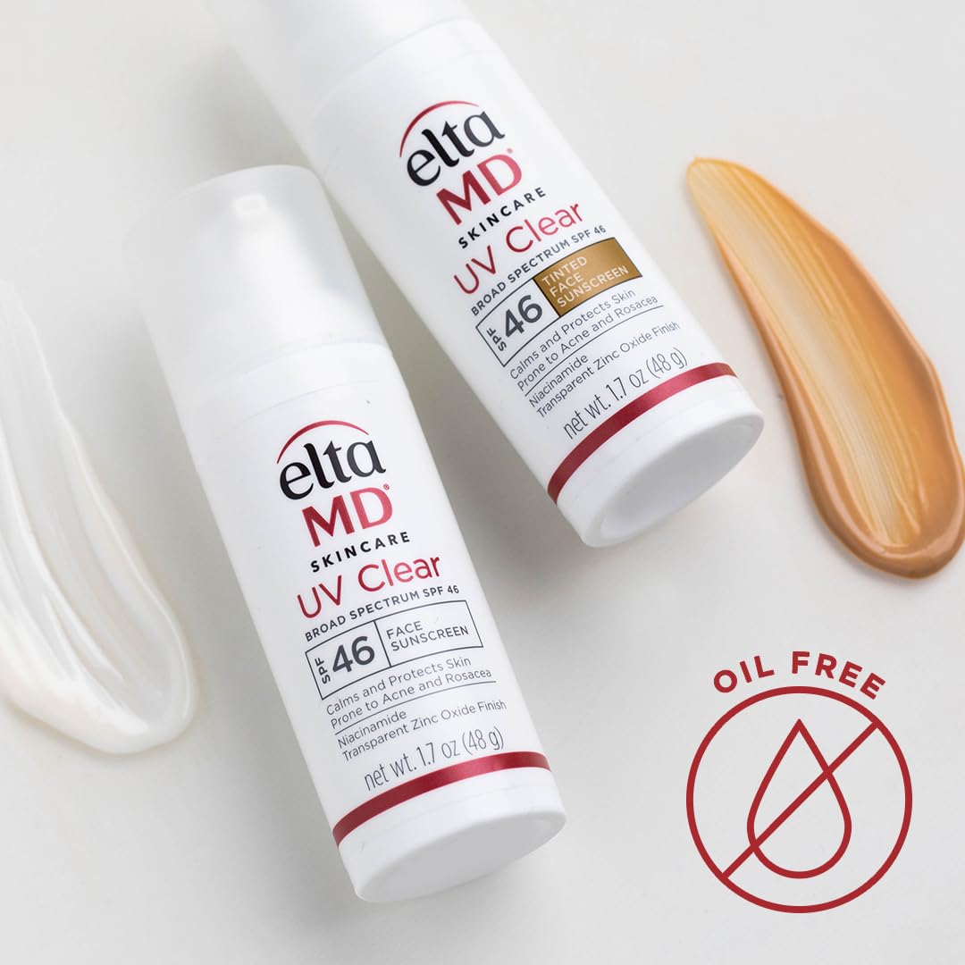EltaMD UV Clear Tintado FPS 46, fórmula libre de grasa que no deja sensación grasosa.