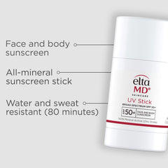 Aplicación de EltaMD UV Stick sobre la piel para uso rápido y limpio