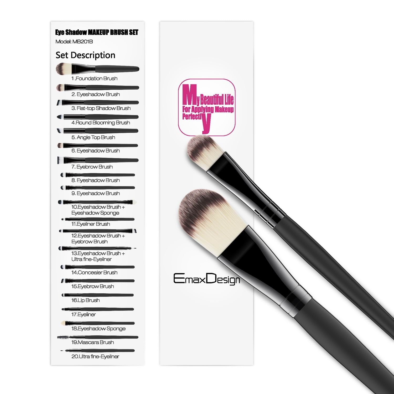 Brocha de sombras de ojos EmaxDesign para aplicación precisa.